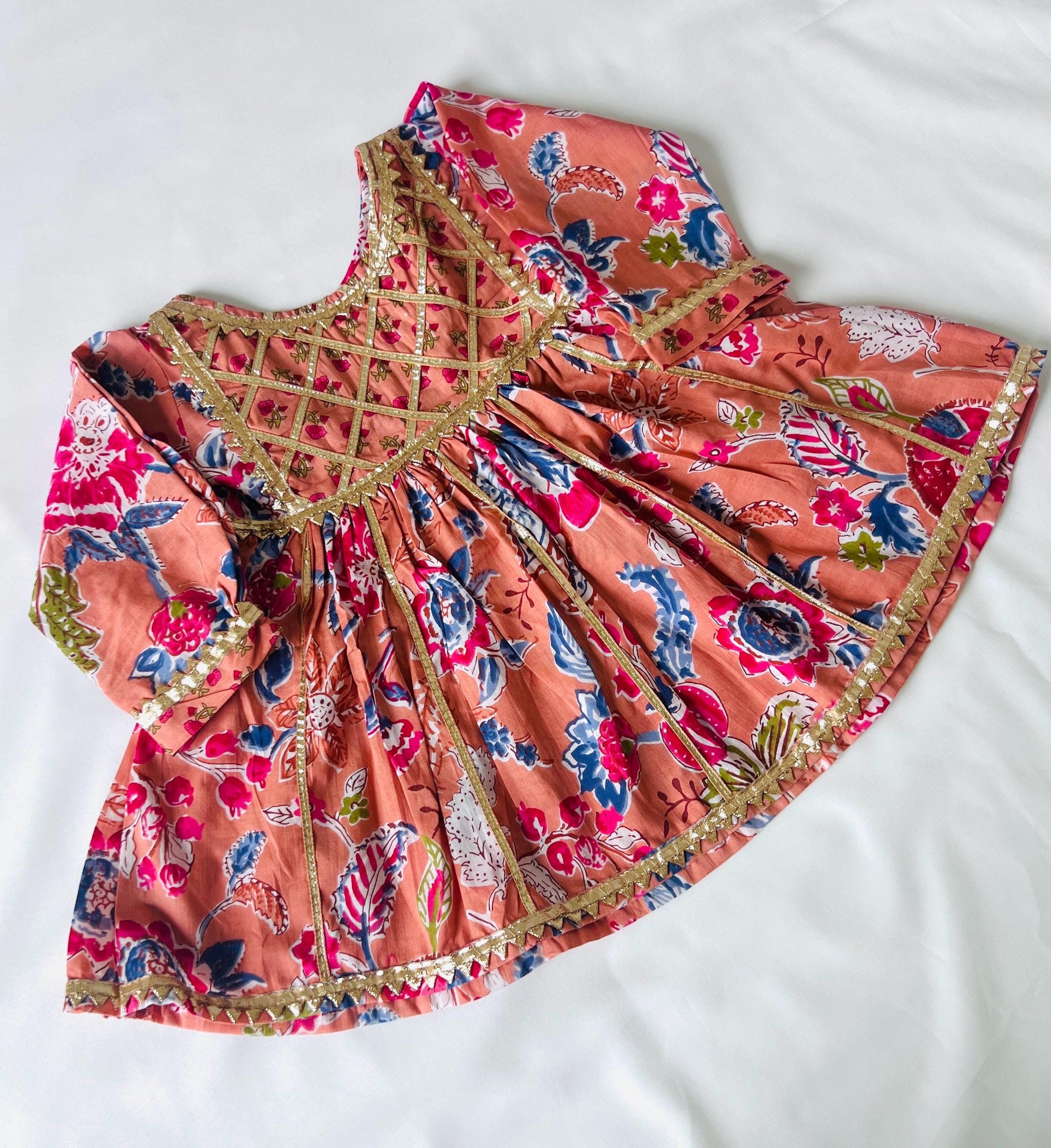 Twining set Kids Kurti Sharara Indian Dress for Girls Cotton Kurti Pant for Rakshabandhan & Festivals Floral Print Kurti Salwar Sibling set