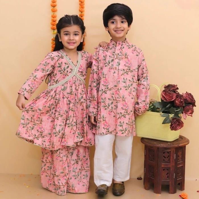 Brother Sister twining sets Alia cut Girls Kurti Sharara kids Indian ethnic wear Kurti palazzo set baby girl Salwar suit Boys kurta pajama