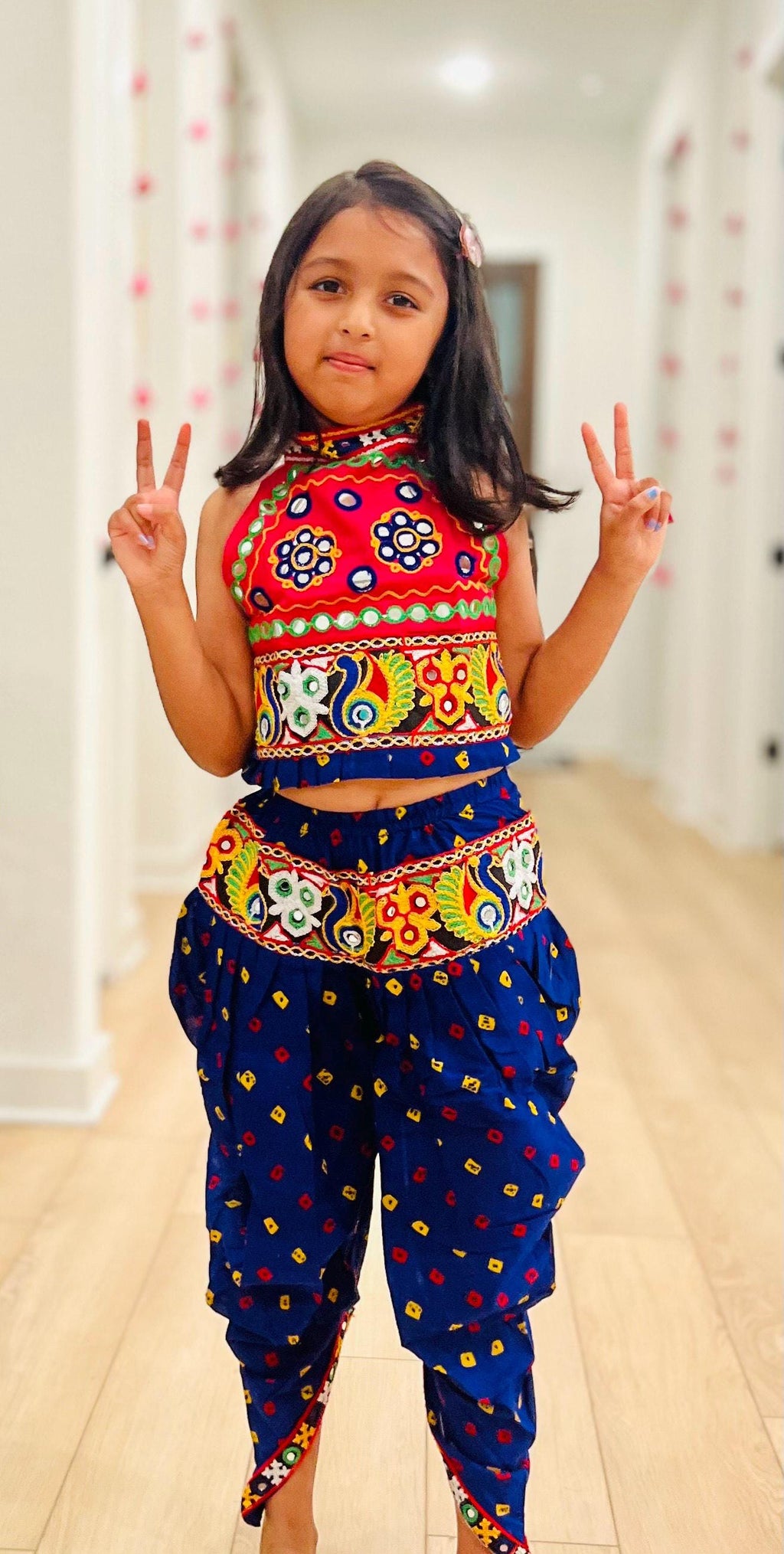 Navratri dress for girls Indian Festival outfit Garba outfits for kids Ethnic Indian Dress for Girls Dandiya Indian outfit Dhoti Top girls