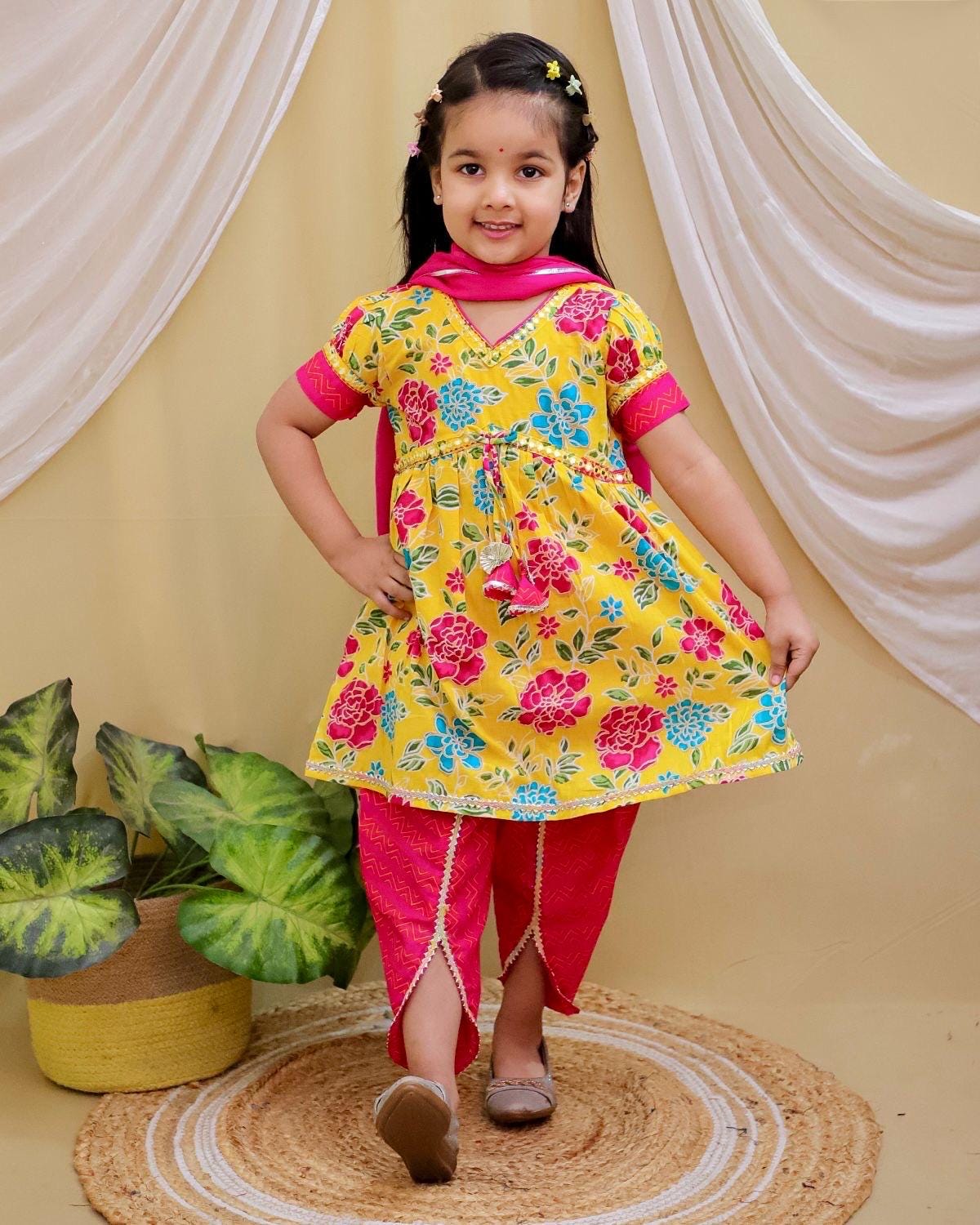 Indo Western Dhoti Kurta Set for Girls Indian Festival Outfit Toddler Ethnic Wear Baby Girl Kurta Dhoti Set  kurta salwar suit set dupatta