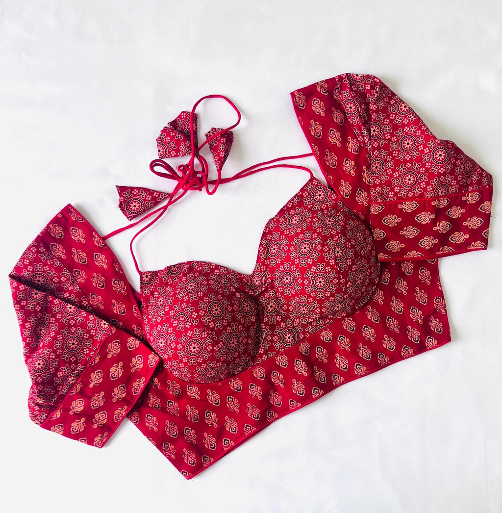 Blouse for saree Cotton Halter Neck Blouse Indian Top Boho Blouse for women Ready to wear blouse for Lehenga, Ajrakh Pure cotton blouse