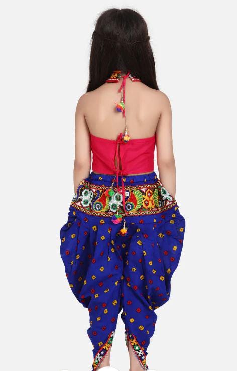 Navratri dress for girls Indian Festival outfit Garba outfits for kids Ethnic Indian Dress for Girls Dandiya Indian outfit Dhoti Top girls