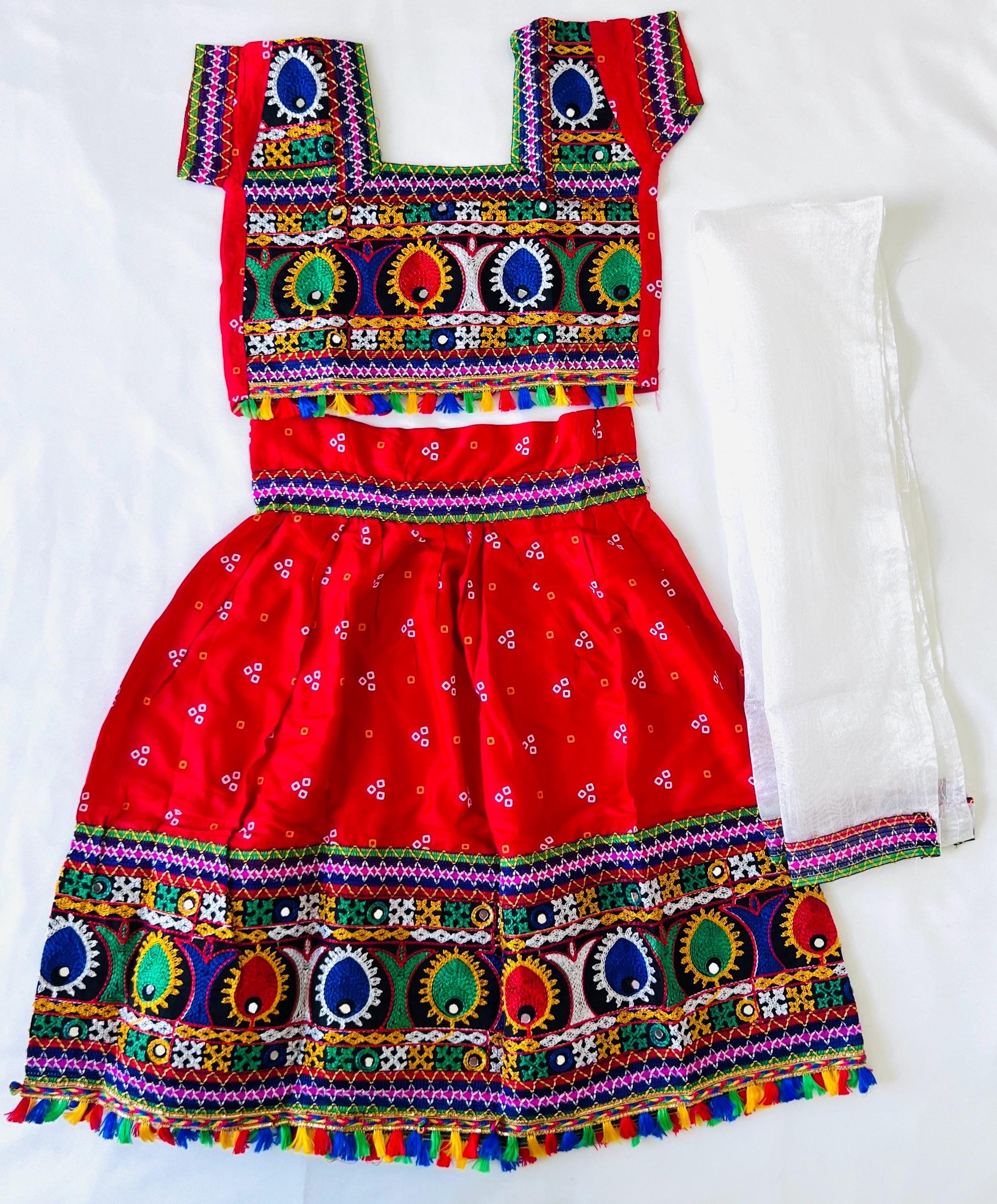 Navratri Chaniya Choli for Baby girl Gujarati Garba Lehenga Choli with Dupatta Indian Festival Outfit for Garba & Dandiya Night