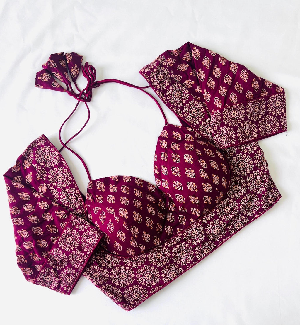 Blouse for saree Cotton Halter Neck Blouse Indian Top Boho Blouse for women Ready to wear blouse for Lehenga, Ajrakh Pure cotton blouse