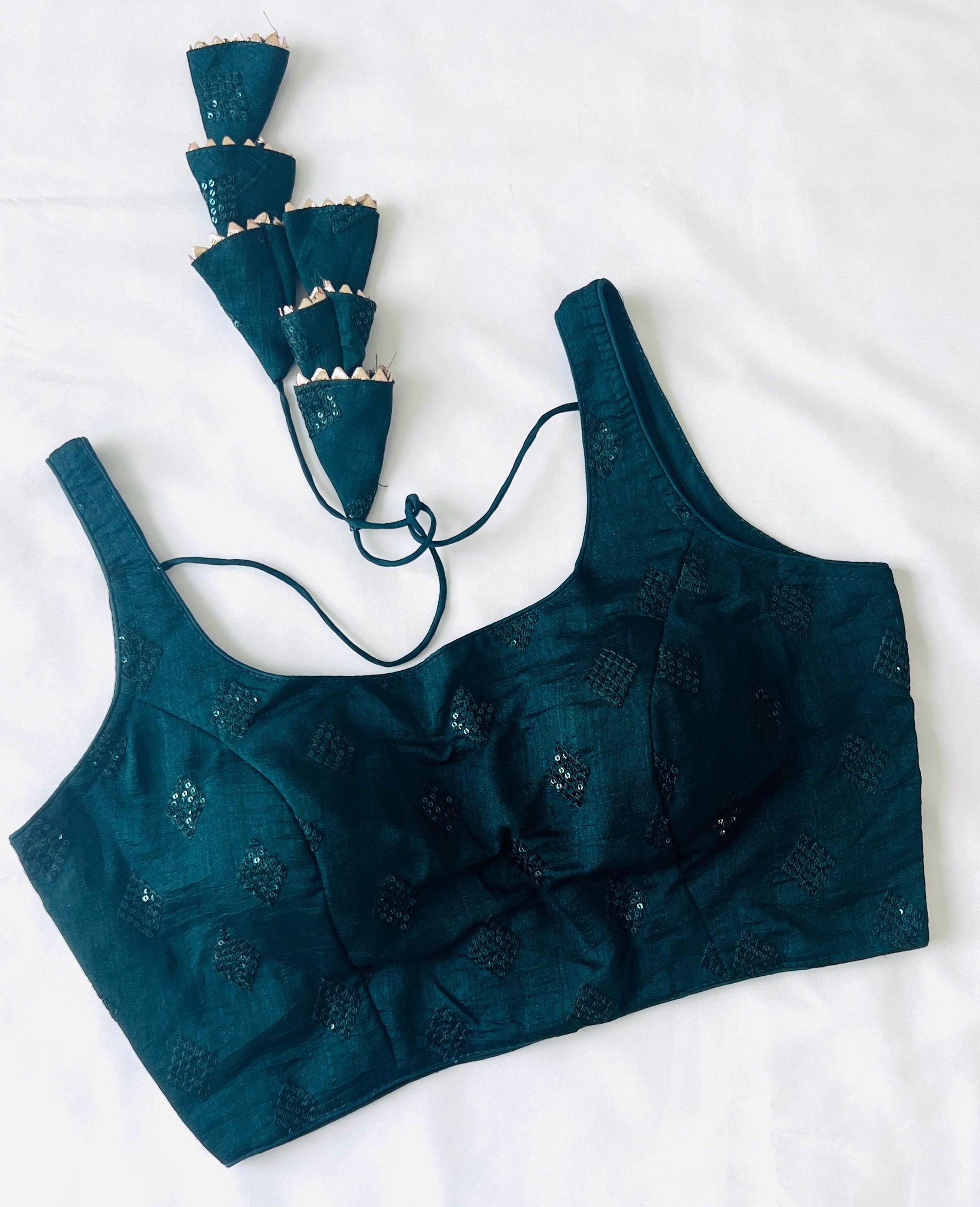 Saree Blouse women Readymade Blouses for Sari, Lehenga Top Indian Ethnic Blouse Top Ready to Wear Saree Blouse Silk Sequence Work Blouse