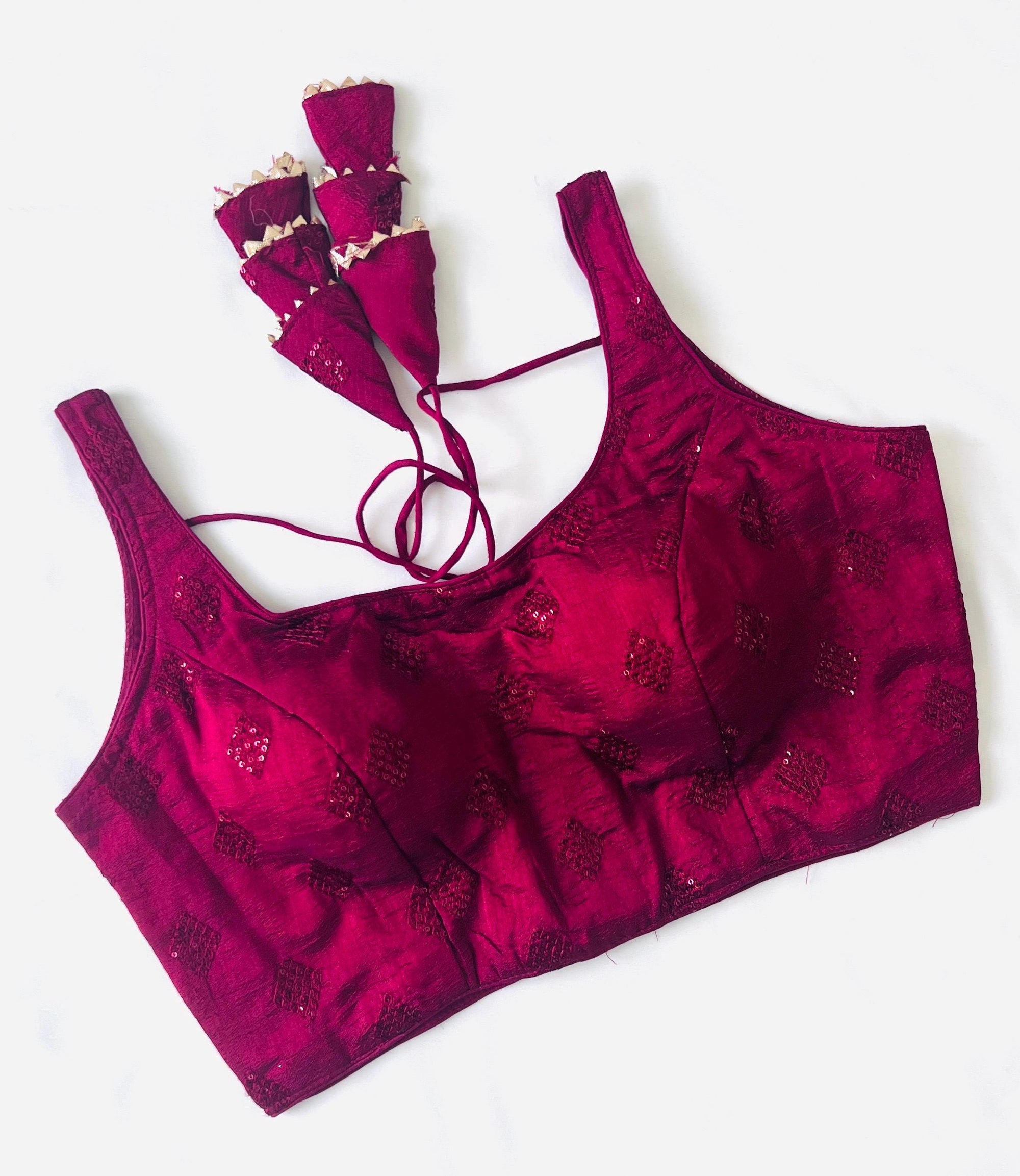 Saree Blouse women Readymade Blouses for Sari, Lehenga Top Indian Ethnic Blouse Top Ready to Wear Saree Blouse Silk Sequence Work Blouse