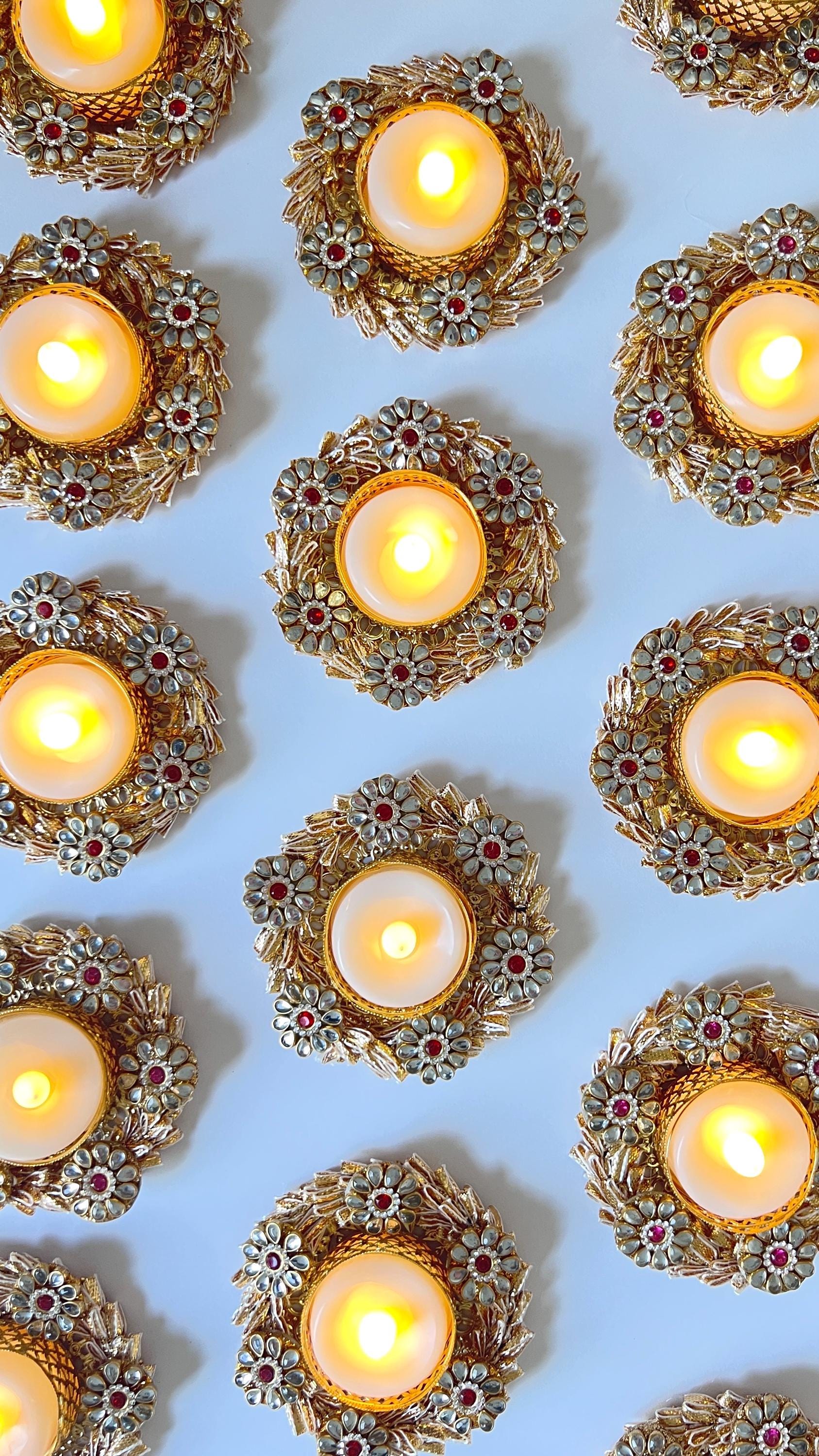 Tea light candle holder for Diwali decoration, T light holder for decorating Mandir, pooja, Temple, Indian Return Gift for Housewarming