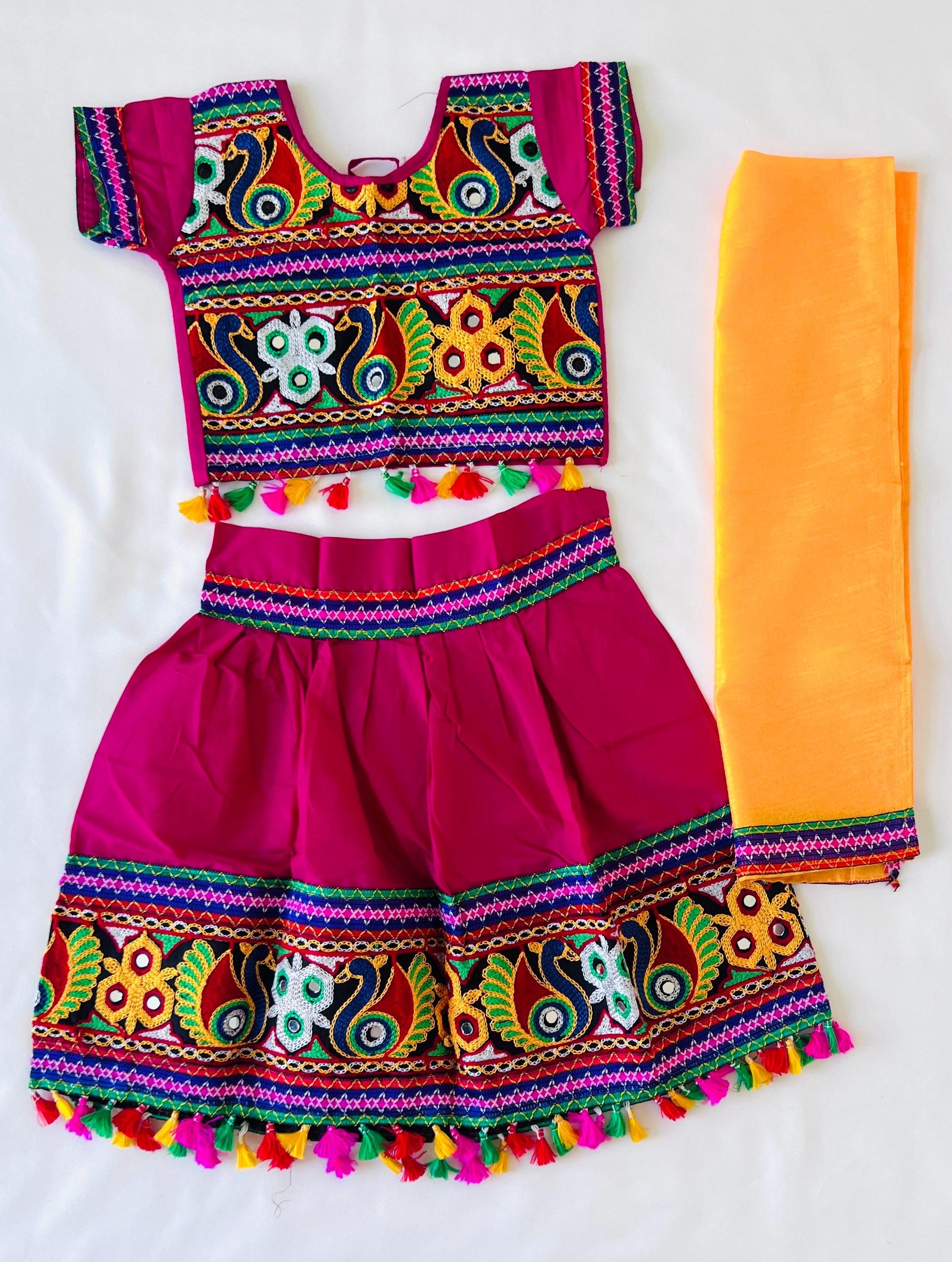 Navratri Chaniya Choli for Baby girl Gujarati Garba Lehenga Choli with Dupatta Indian Festival Outfit for Garba & Dandiya Night