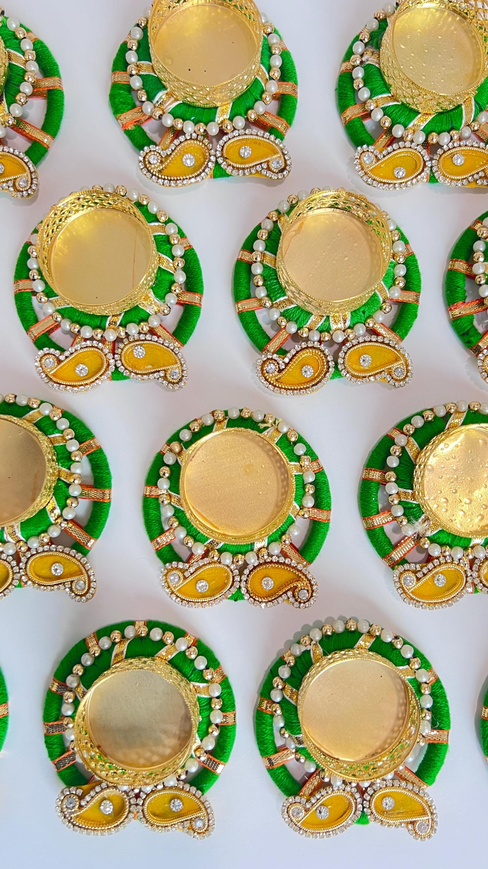 Diwali Tea Light Candle Holder Indian Festival Décor Traditional Diya Handmade Votive for Puja, Home, Wedding & Gifting, Multicolor set