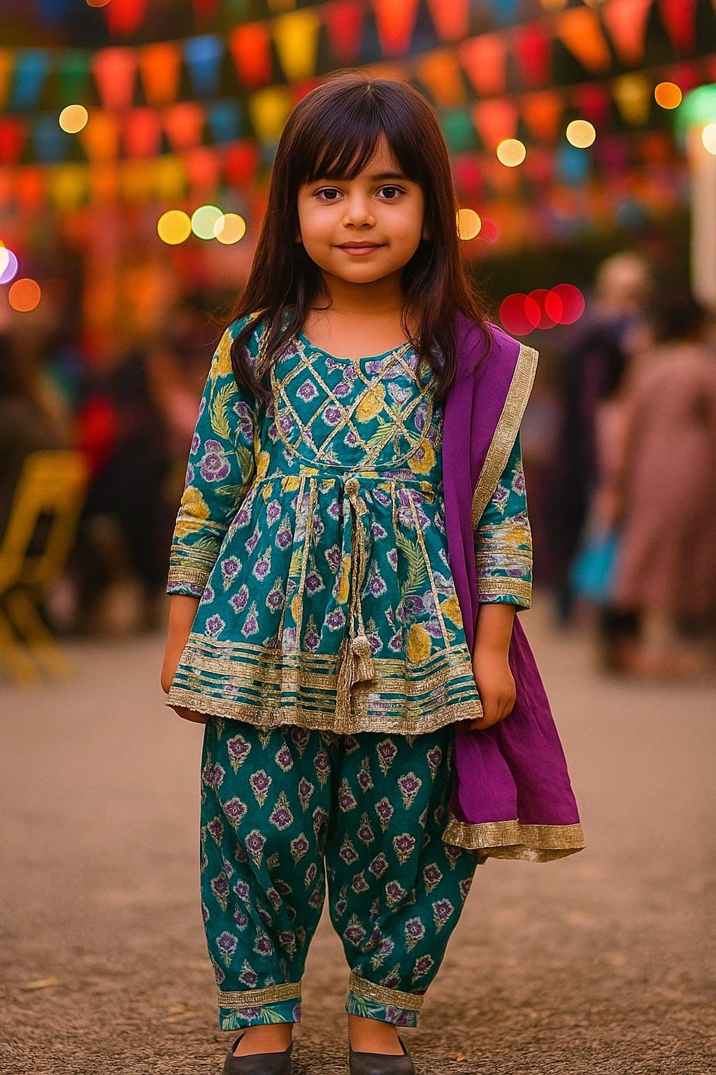 Girls Cotton Salwar Kameez with Afghani Pants Indian Outfit for Girls Traditional Ethnic Suit for Kids Comfortable Festive Wear Diwali Eid