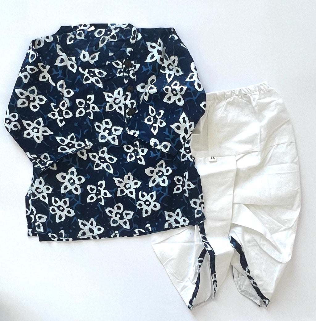 Baby Dhoti Kurta for Toddlers Indigo Print Boys Indian Wear Kids Ethnic Outfit Boys dhoti Kurta