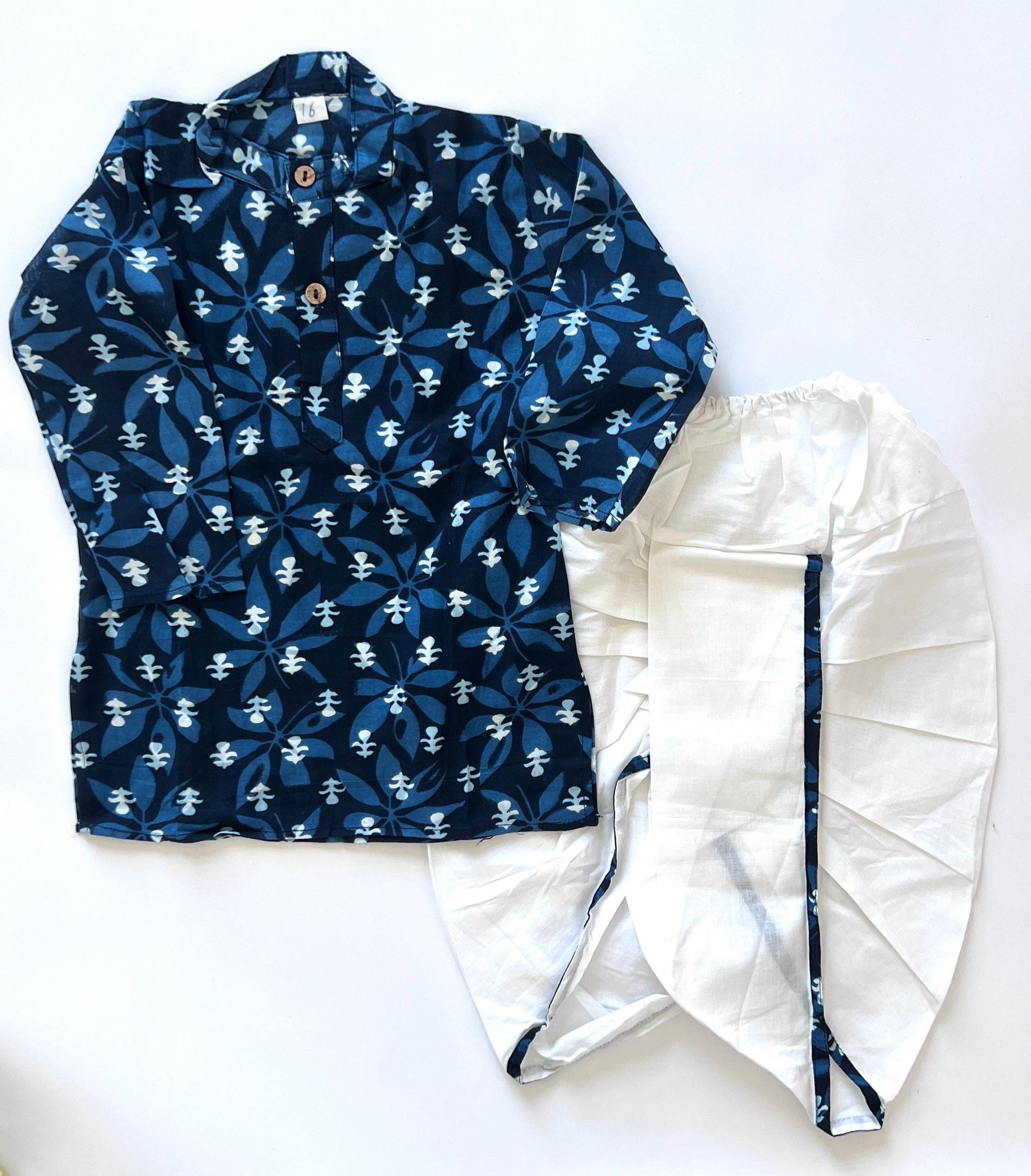 Baby Dhoti Kurta for Toddlers Indigo Print Boys Indian Wear Kids Ethnic Outfit Boys dhoti Kurta