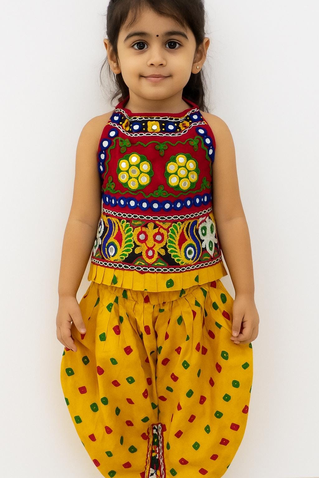 Navratri dress for girls Indian Festival outfit Garba outfits for kids Ethnic Indian Dress for Girls Dandiya Indian outfit Dhoti Top girls
