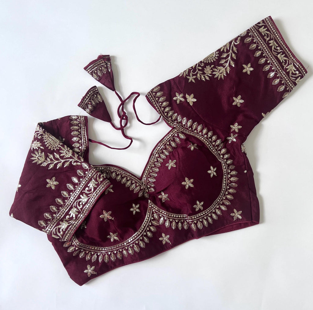 Women's Designer Saree Blouse Ready to Wear Blouse Top Embroidered Silk Blouse for Sari, Ethnic Indian Choli for Women