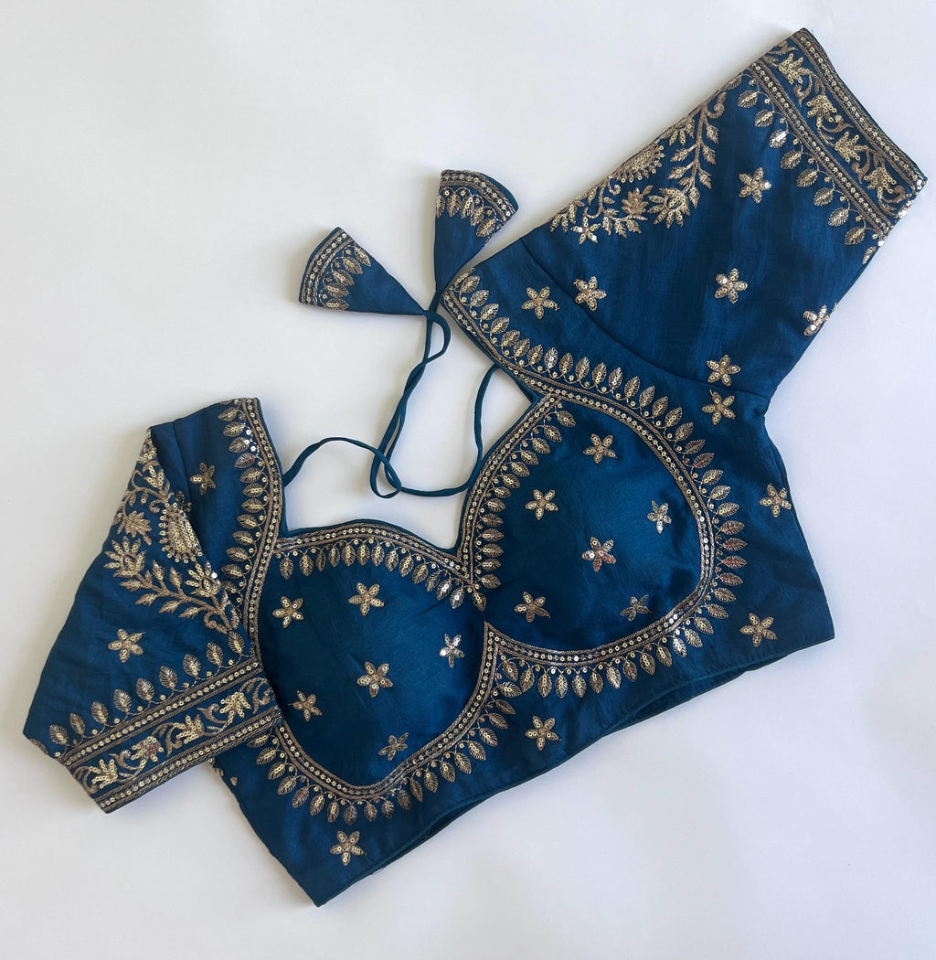 Women's Designer Saree Blouse Ready to Wear Blouse Top Embroidered Silk Blouse for Sari, Ethnic Indian Choli for Women