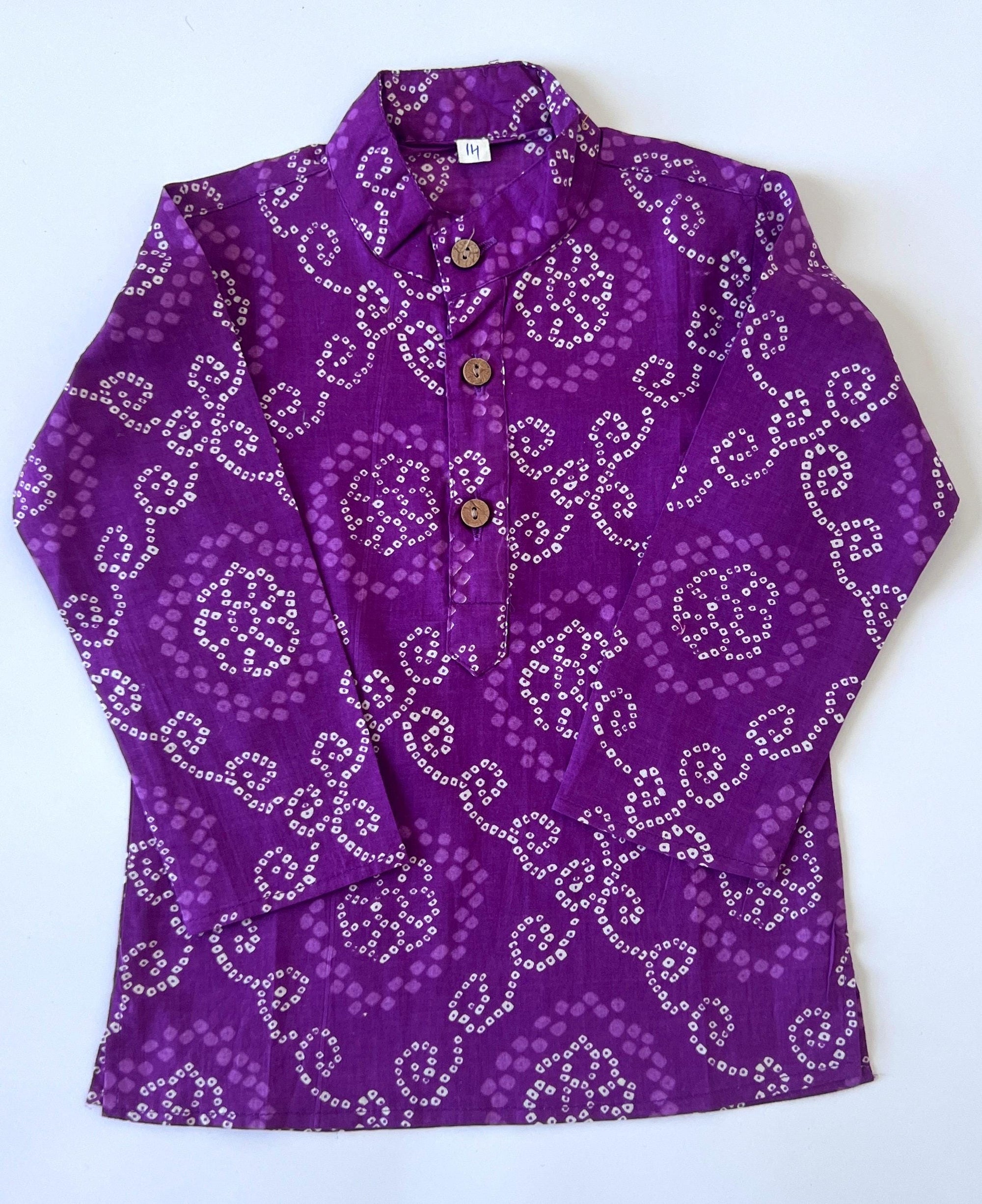 Bandhej Print Boys Kurta Pajama Set Traditional Indian Outfit for Kids, Ethnic Festival Wear Diwali, Wedding, Navratri Dress