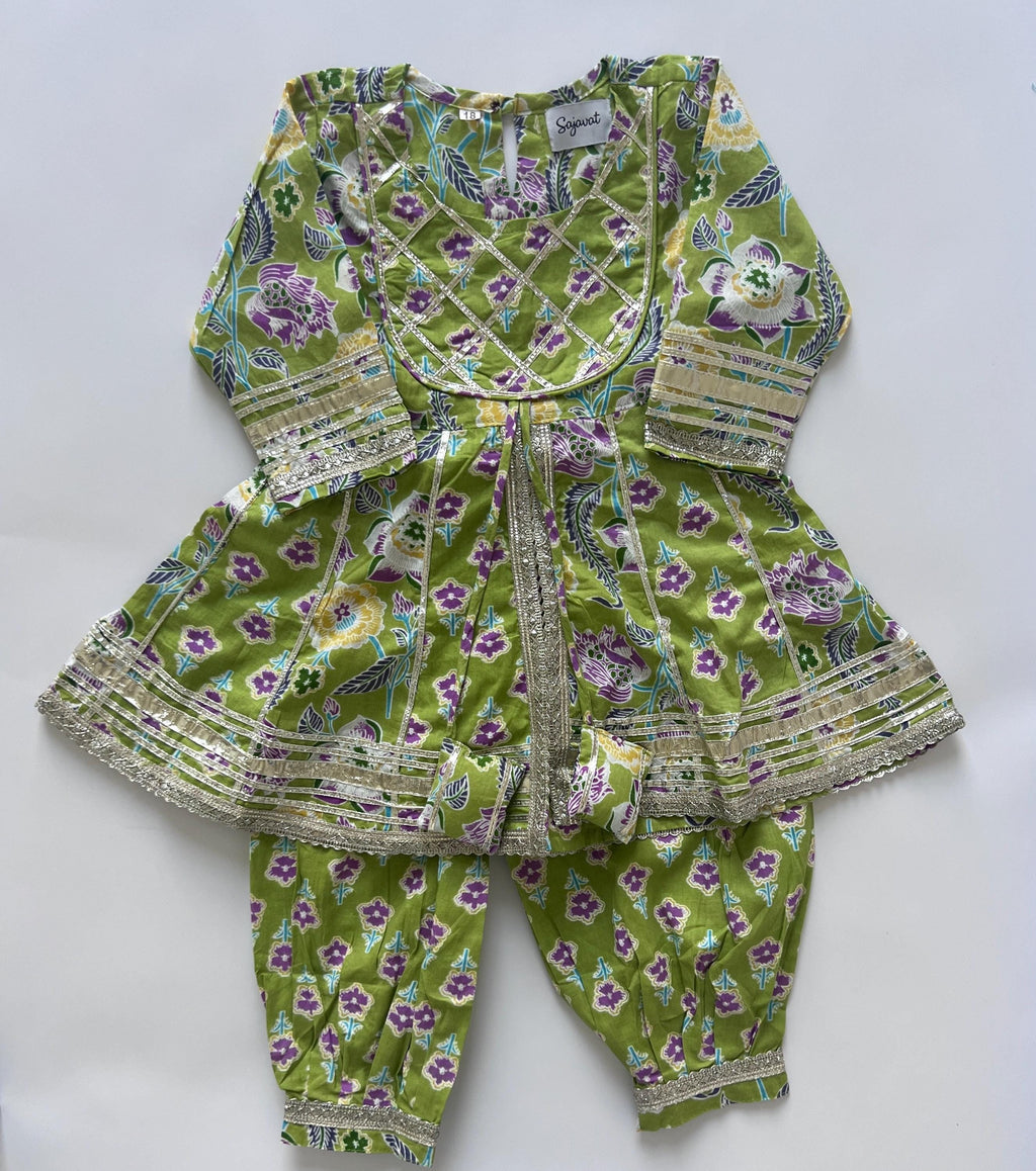 Girls Cotton Salwar Kameez with Afghani Pants Indian Outfit for Girls Traditional Ethnic Suit for Kids Comfortable Festive Wear Diwali Eid