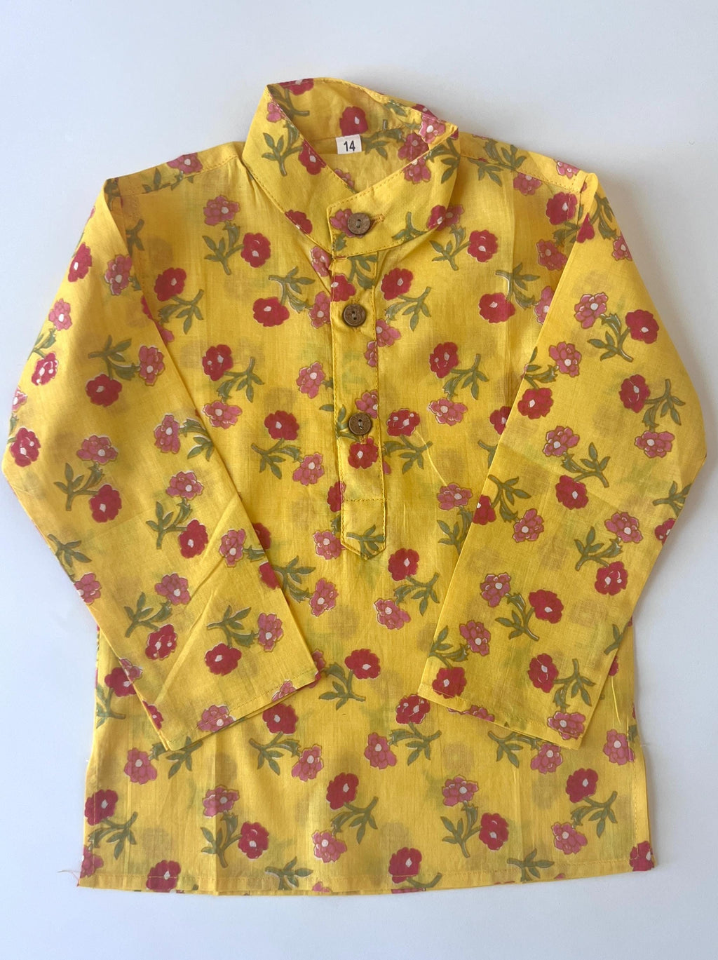 Boys Yellow Floral Kurta Pajama Set, kids ethnic wear, Festival outfit