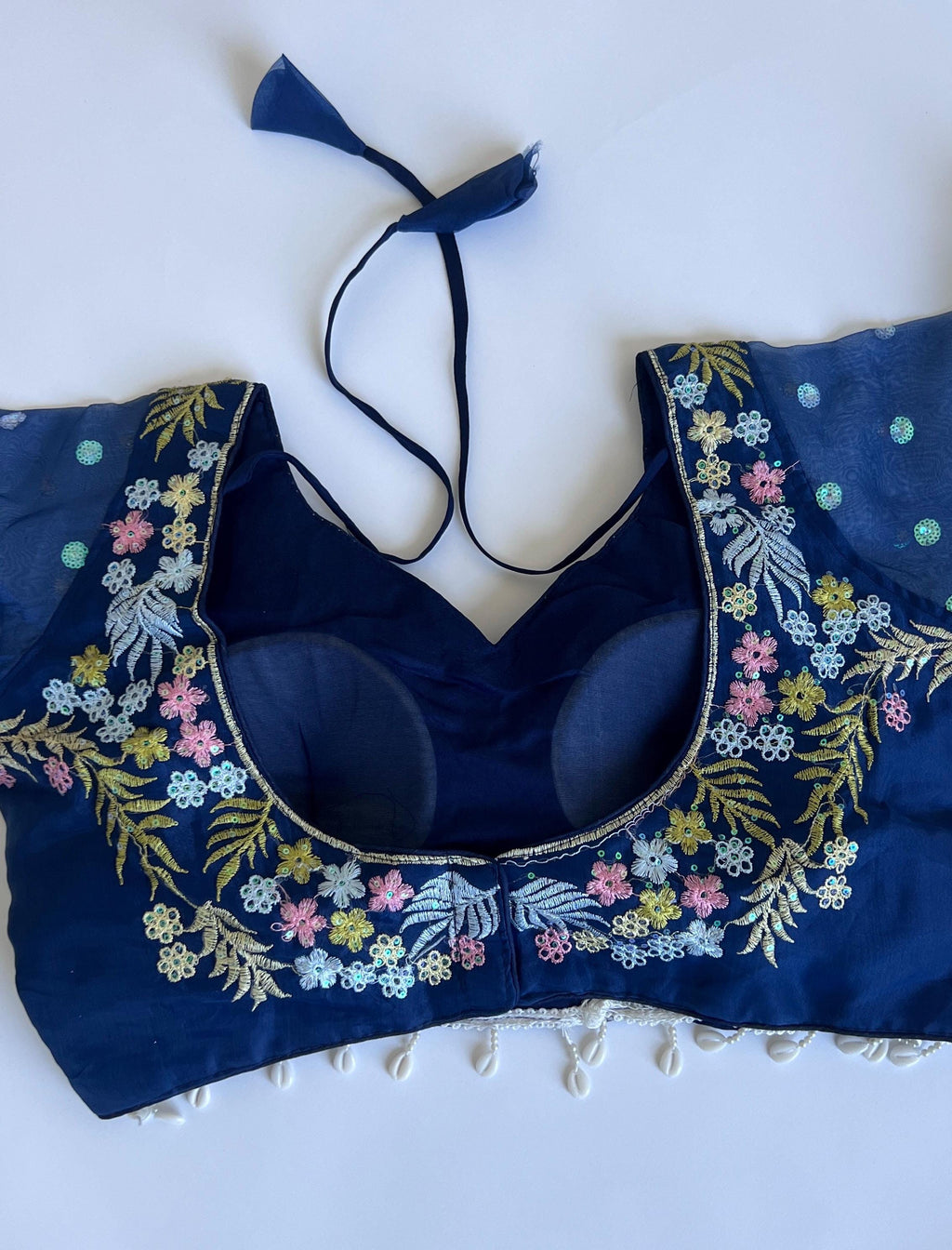 Embroidered Organza Saree Blouse, Indian Wedding Crop Top, Size 38