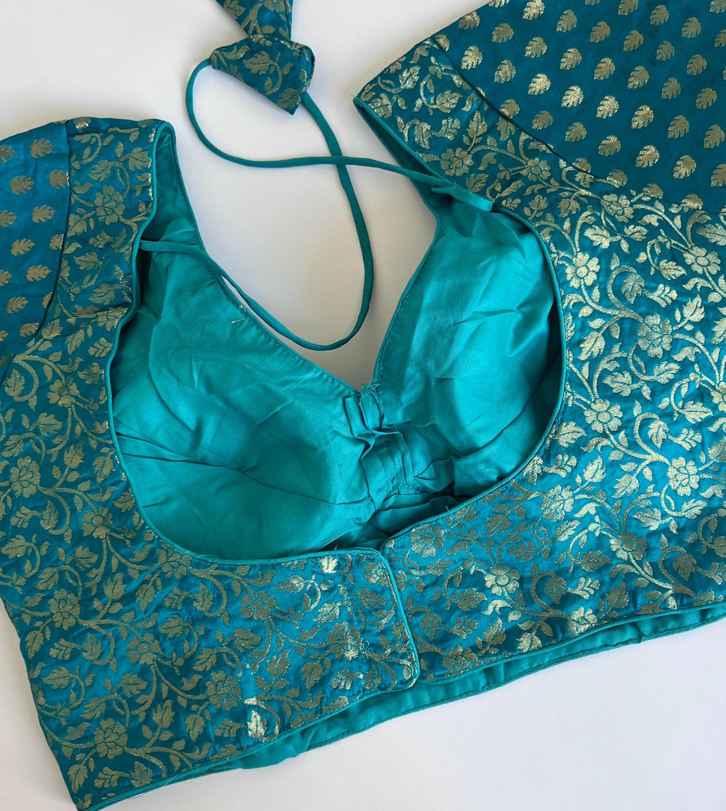 Ready to wear Saree Blouse for Women Indian Ethnic Pre-Stitched Blouse Top Jacquard Crop Top for Saree, Lehenga & Festival