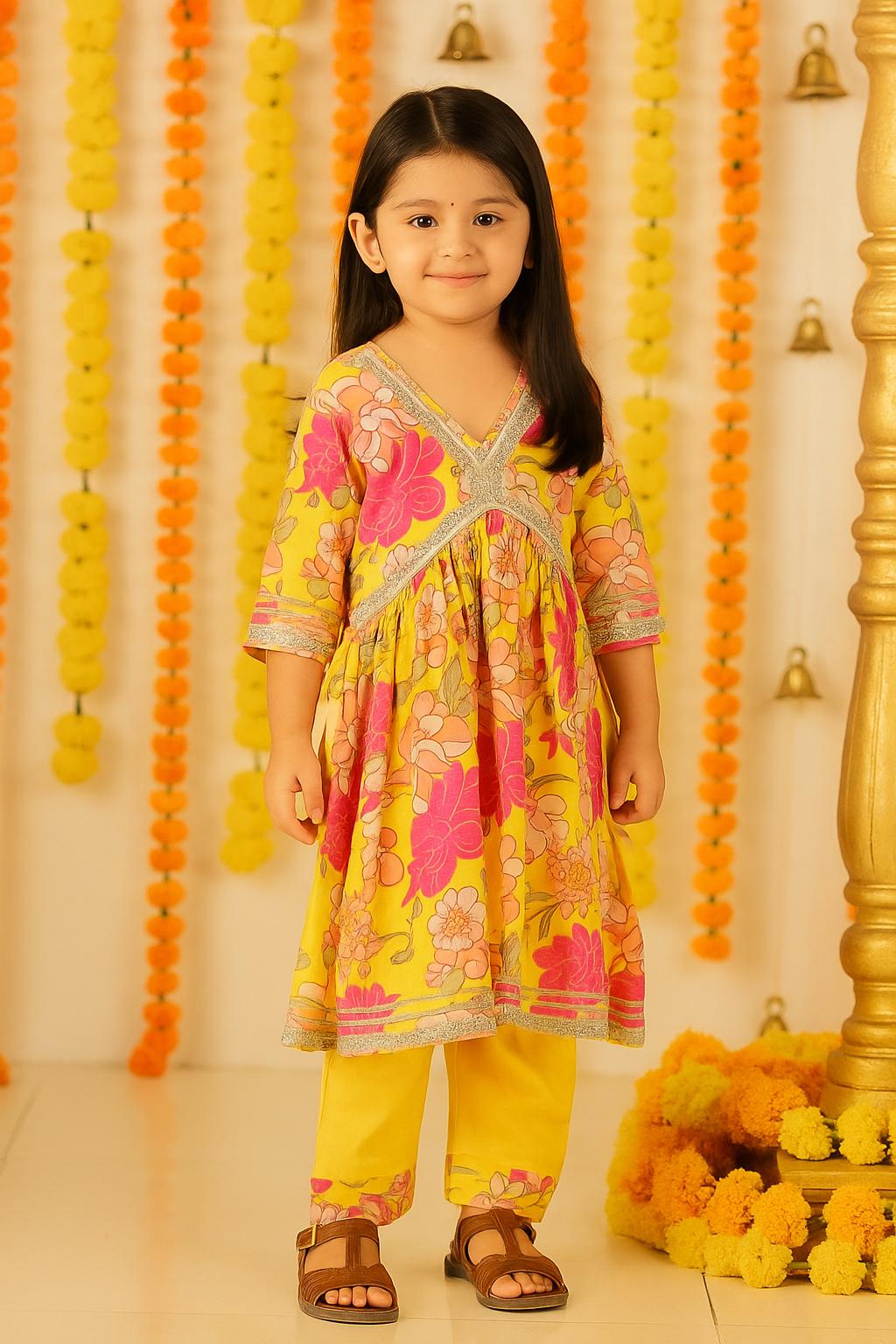 Girls Salwar Kurta Set, Kids Indian Outfit, Traditional Ethnic Dress for Weddings, Festivals & Parties, Toddler to Teen Sizes