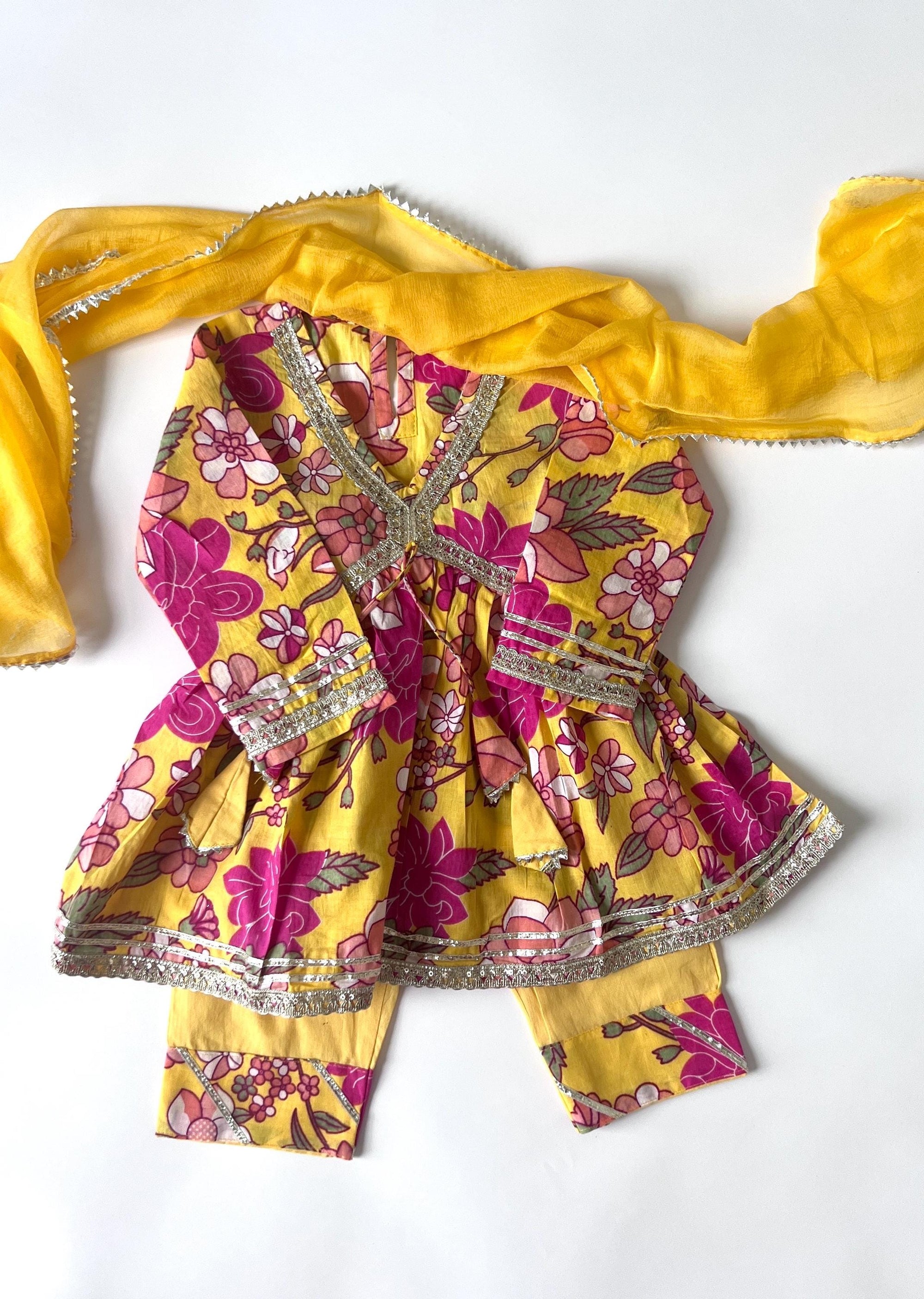 Girls Salwar Kurta Set, Kids Indian Outfit, Traditional Ethnic Dress for Weddings, Festivals & Parties, Toddler to Teen Sizes