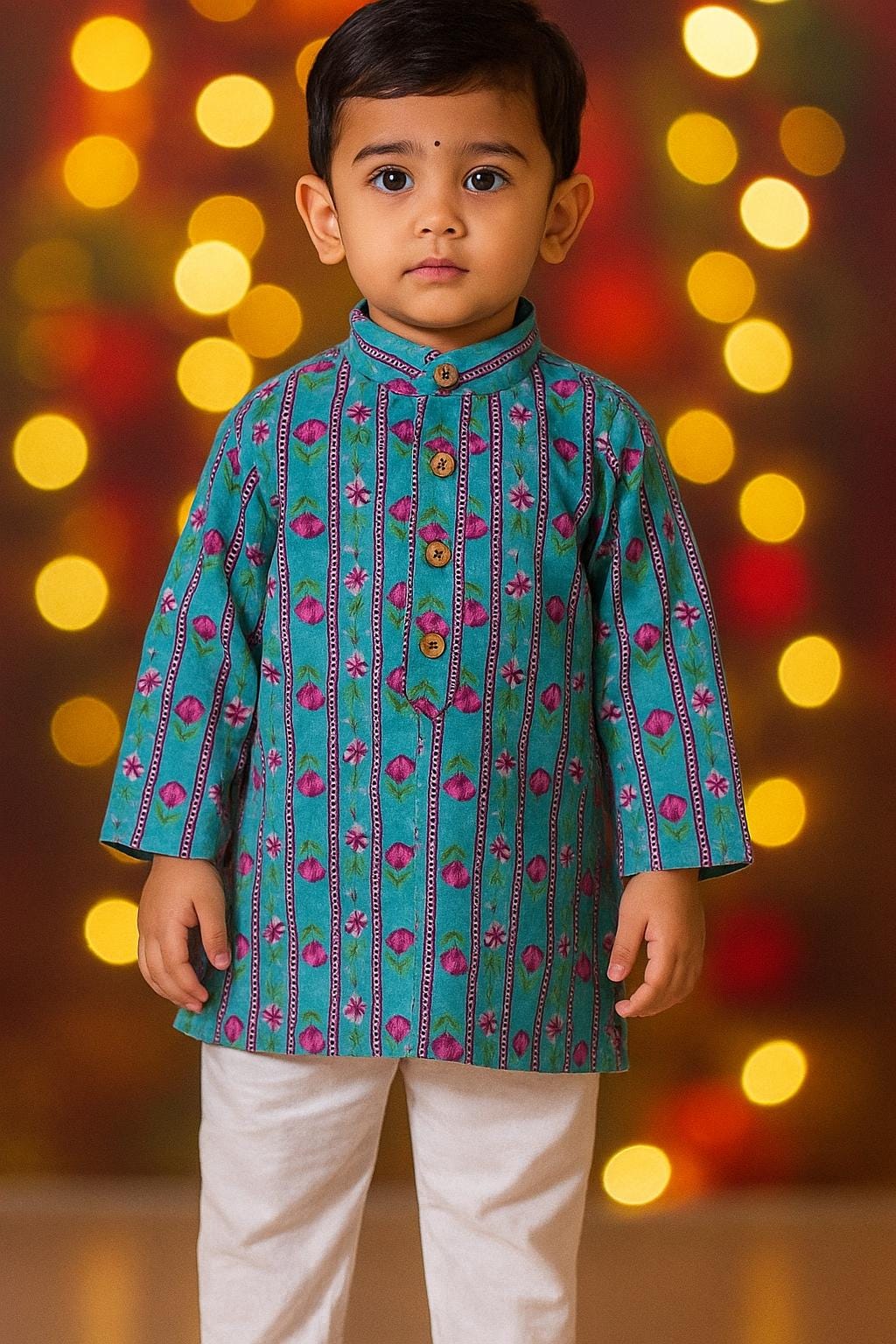 Boys' Cotton Kurta Pajama Set, Indian Festive Outfit