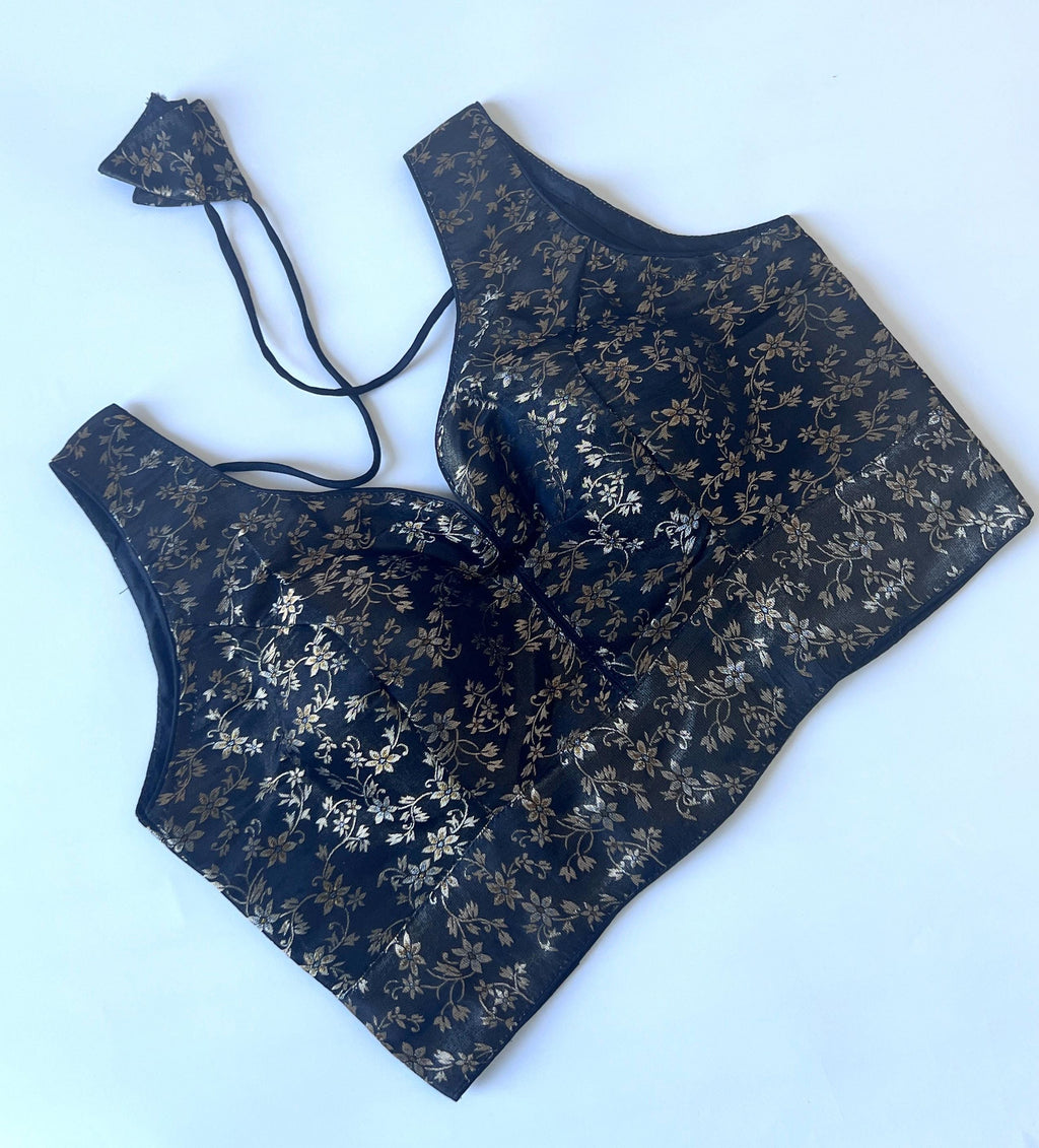 Readymade Silk Saree Blouse, Indian Designer Top, Padded (38-39" Bust) Ships from USA
