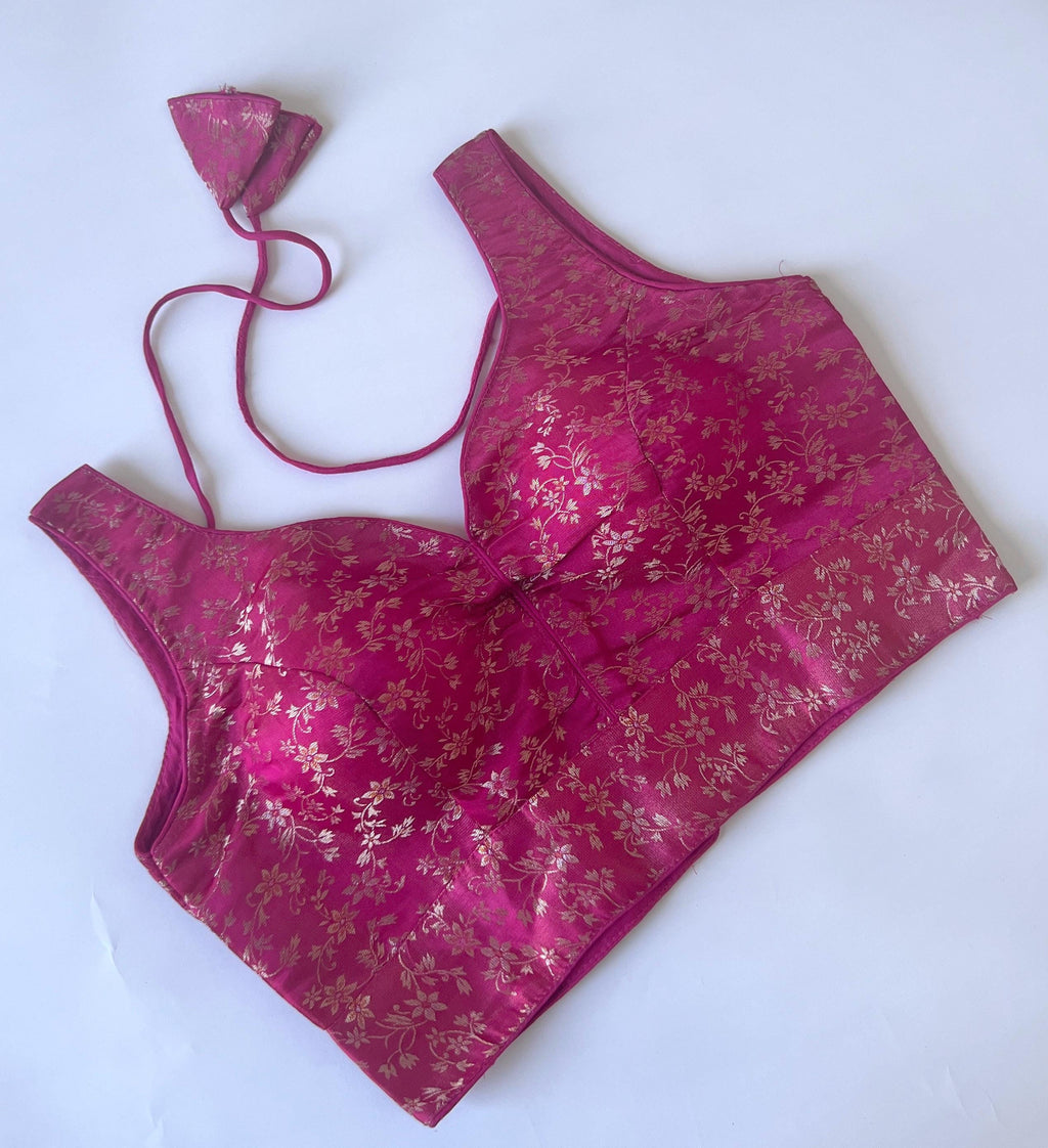 Readymade Silk Saree Blouse, Indian Designer Top, Padded (38-39" Bust) Ships from USA