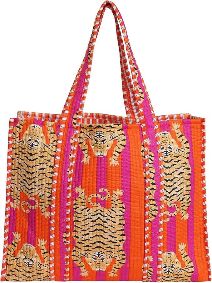 Handmade Quilted Cotton Tote Bag, Boho Shoulder Bag, Christmas Gift