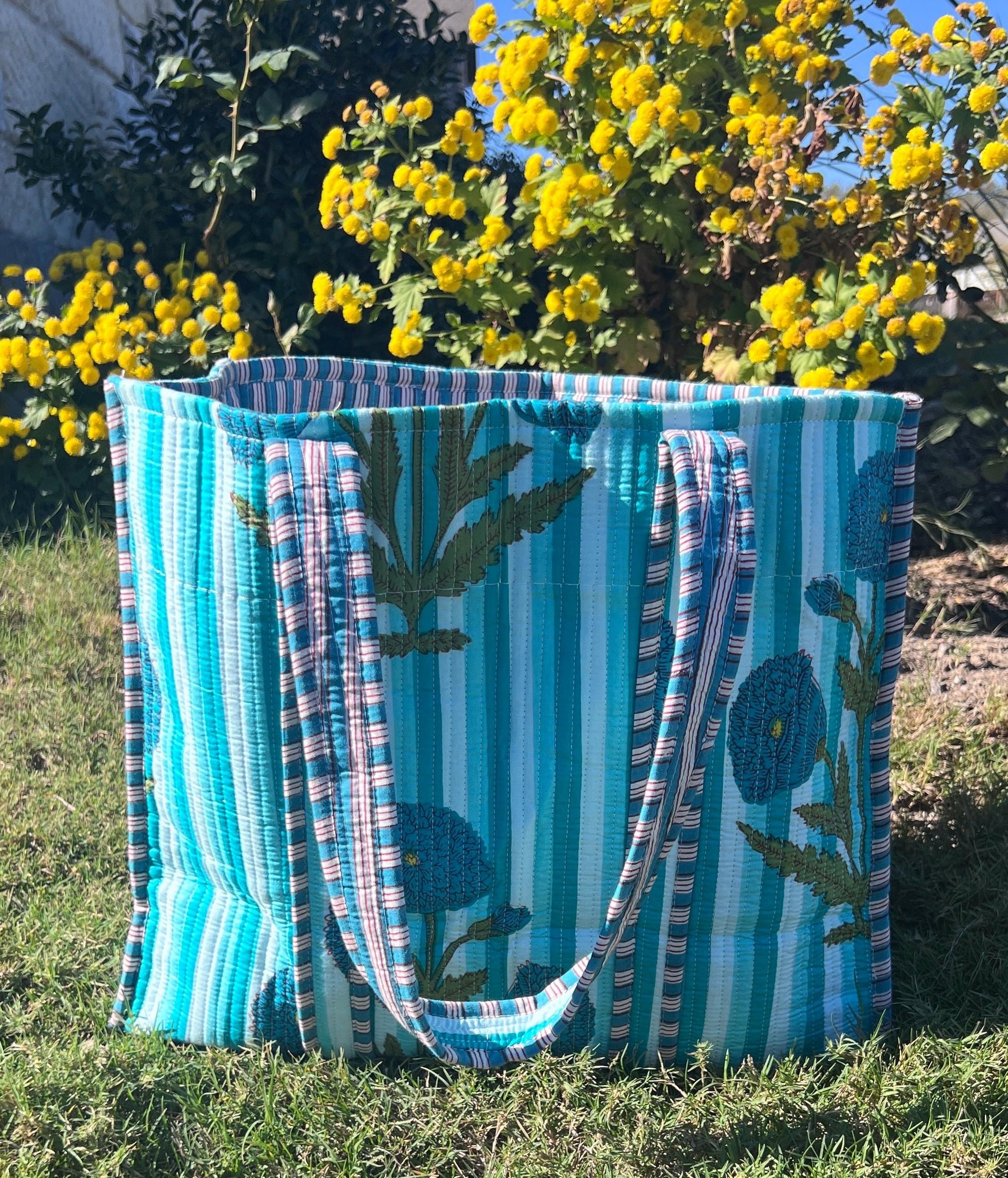 Handmade Quilted Cotton Tote Bag, Boho Shoulder Bag, Christmas Gift