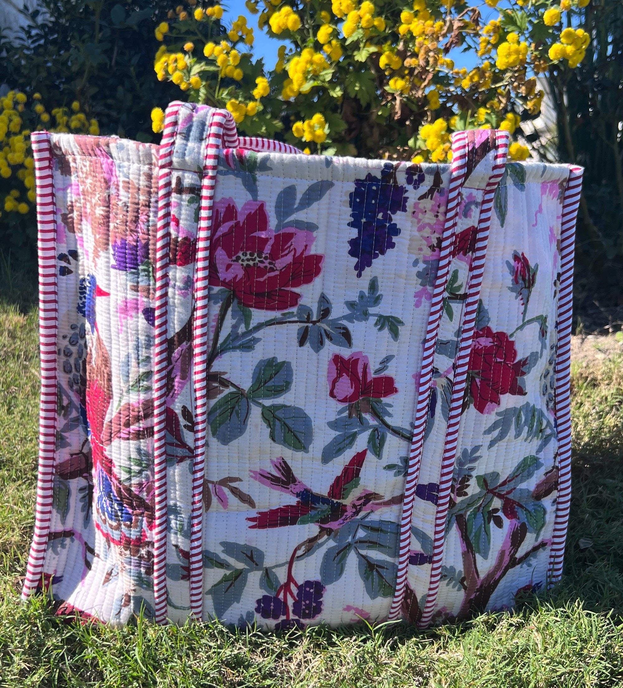 Handmade Quilted Cotton Tote Bag, Boho Shoulder Bag, Christmas Gift