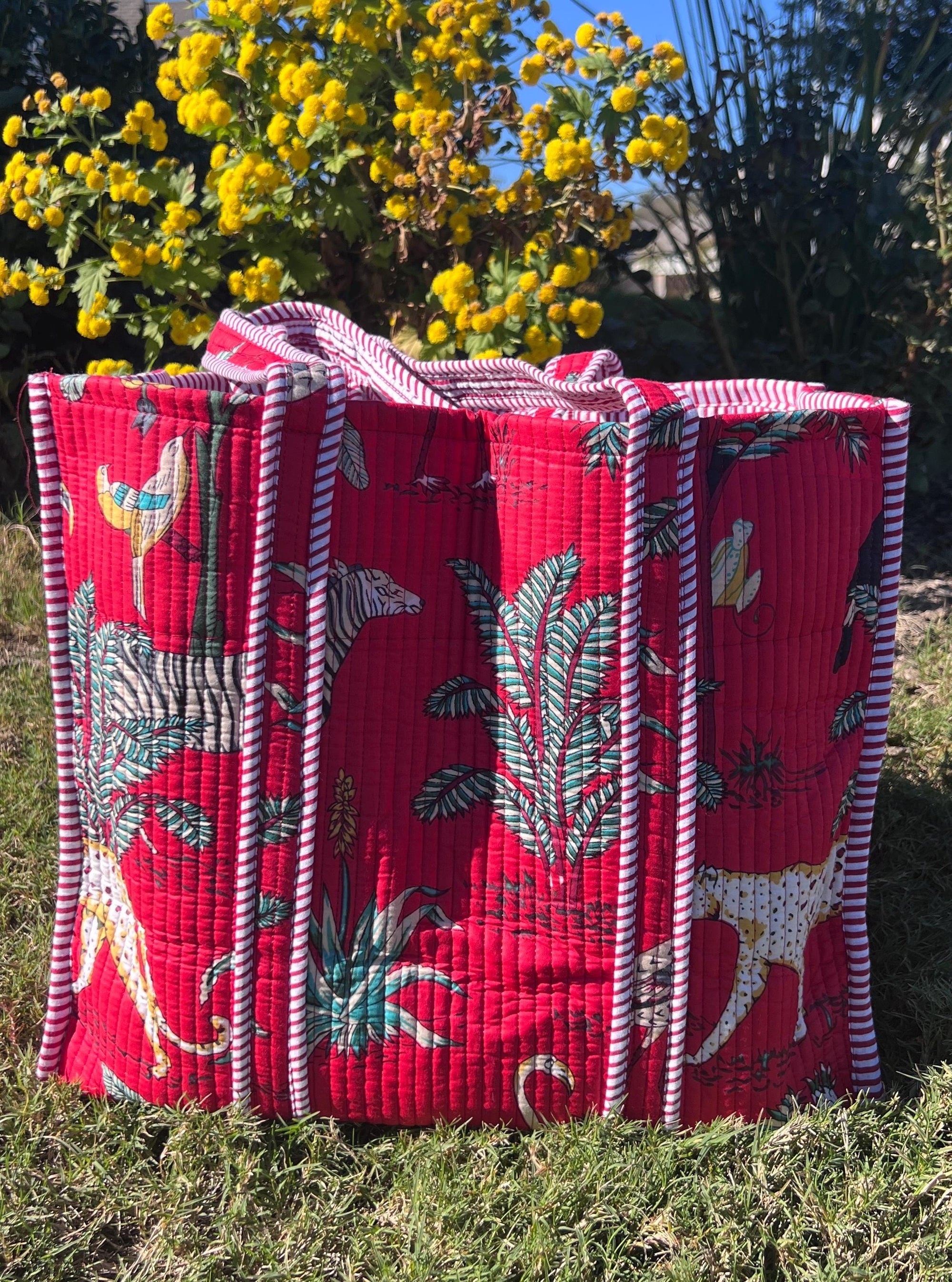 Handmade Quilted Cotton Tote Bag, Boho Shoulder Bag, Christmas Gift