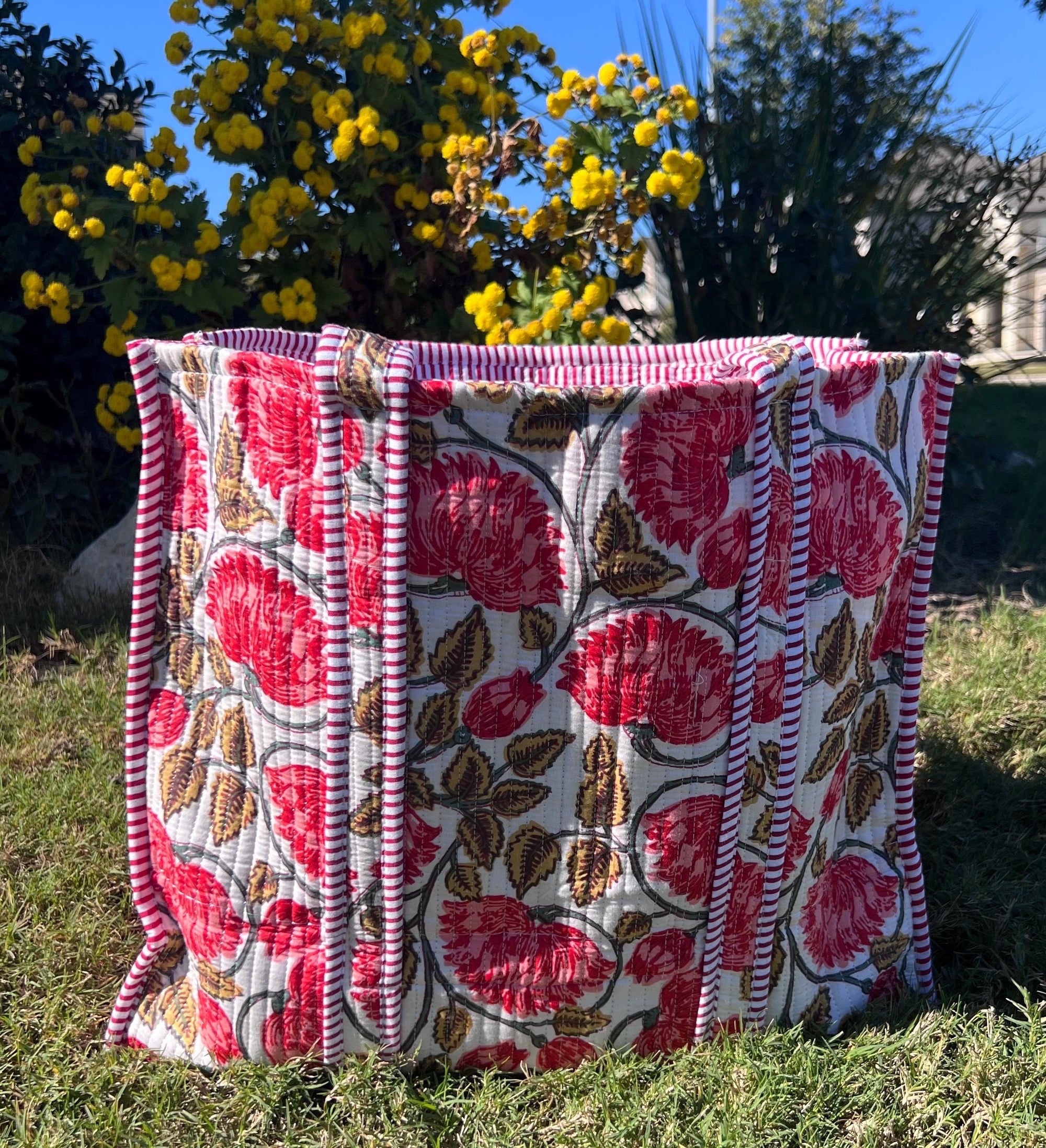 Handmade Quilted Cotton Tote Bag, Boho Shoulder Bag, Christmas Gift