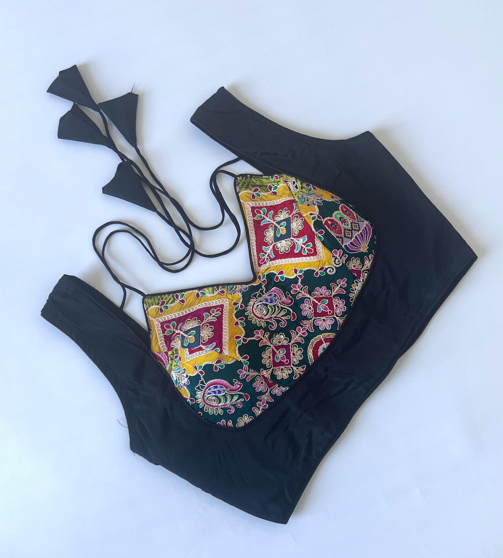 Sleeveless Saree Blouse, Readymade Indian Crop Top, Masaba Neck